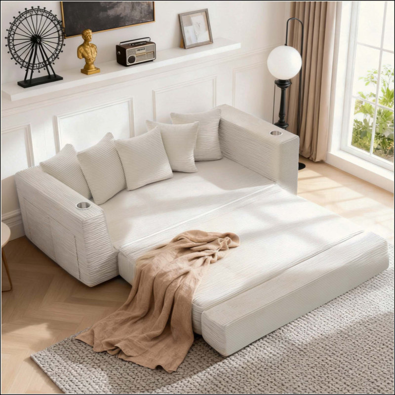 Canapé-lit pliant 76 po 76 po, Beige