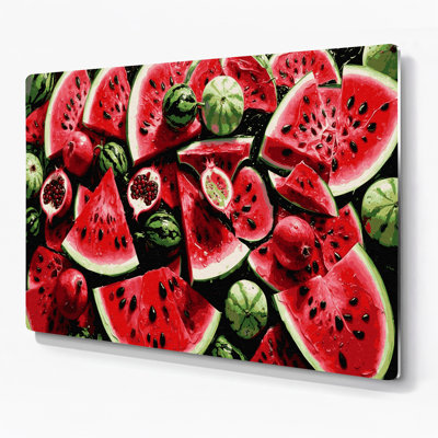 Fruit Watermelon Seeded Red Metal Wall Art