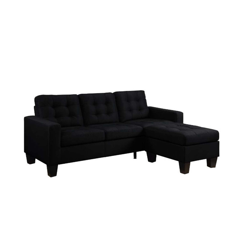 Canapé et repose-pieds réversibles 81 po Earsom, lin noir