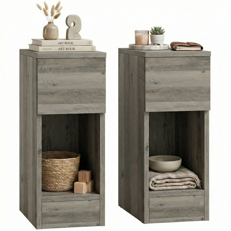 Scotto 20cm W Manufactured Wood Bedside Table, Grey