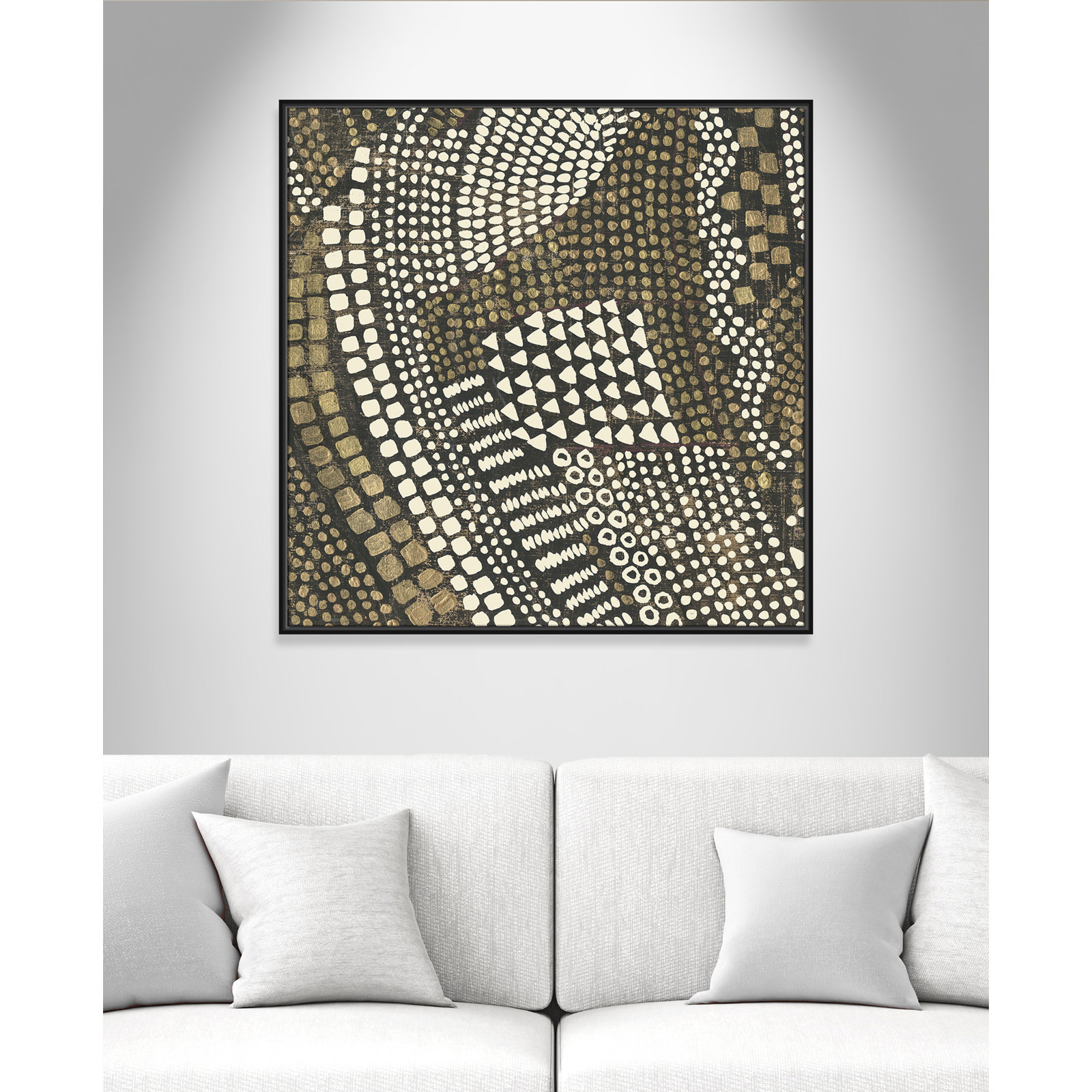 Bergen "Reaching Gold III" Painting, Black Framed, 37.5" H x 37.5" W x 2" D
