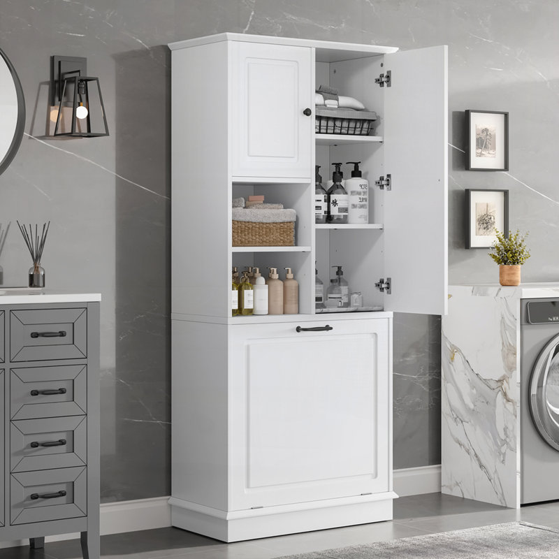 Grande armoire de rangement avec tablettes réglables, Blanc