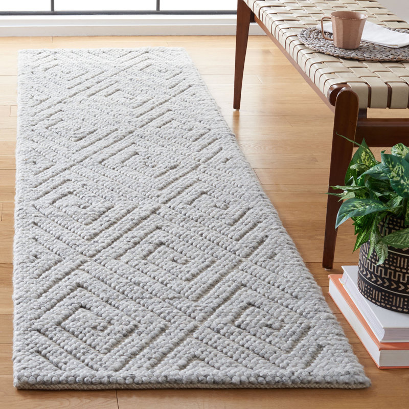 Tapis gris en coton tissé à la main Natura, Tapis de couloir 2 pi 3 po x 8 pi