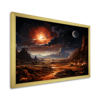 «Futur Cosmic Sunrise On Moon II», art mural de la planète espace