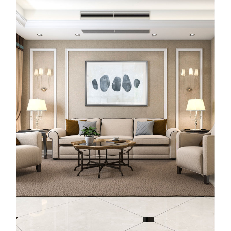 «Stone Collection I», reproduction, H 26 po x l 36 po x P 1,5 po, Cadre argenté