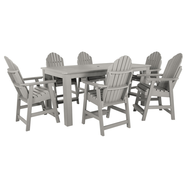 Macias 6 - Person Patio Dining Set with Rectangular Table, Harbor Gray, 36" H x 42" W x 84" L 