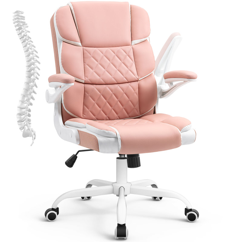 Elysabeth Leather Office Chair, Pink