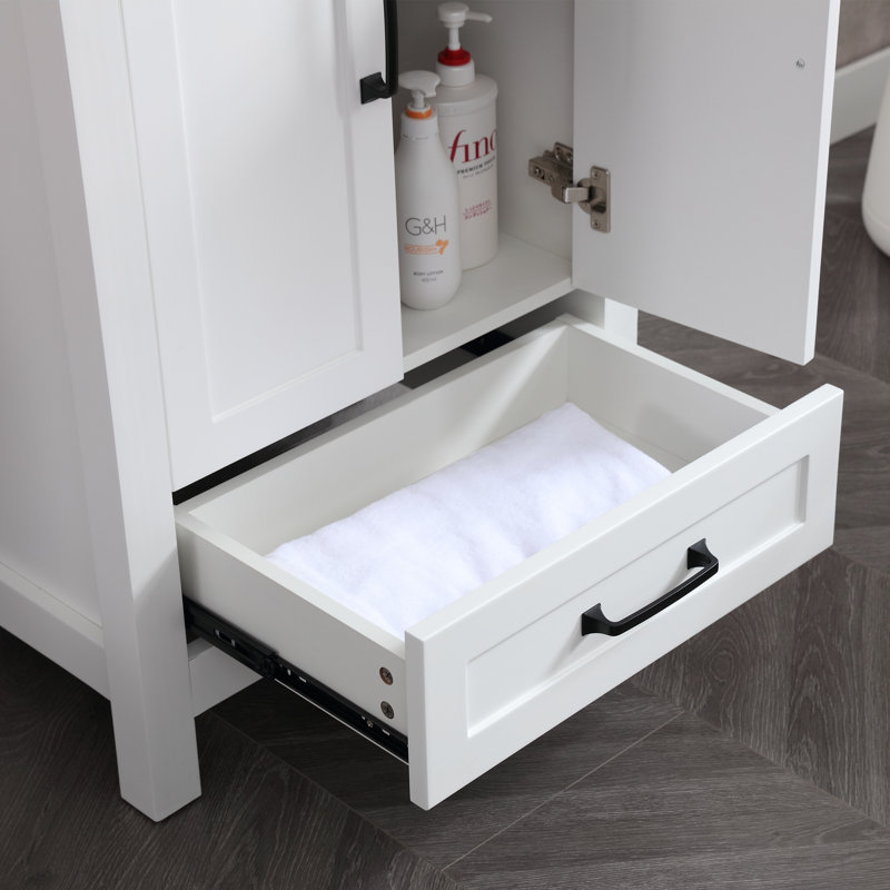 Wimer 24'' Single Bathroom Vanity Sink Combo with Ceramic Top, Faucet, White