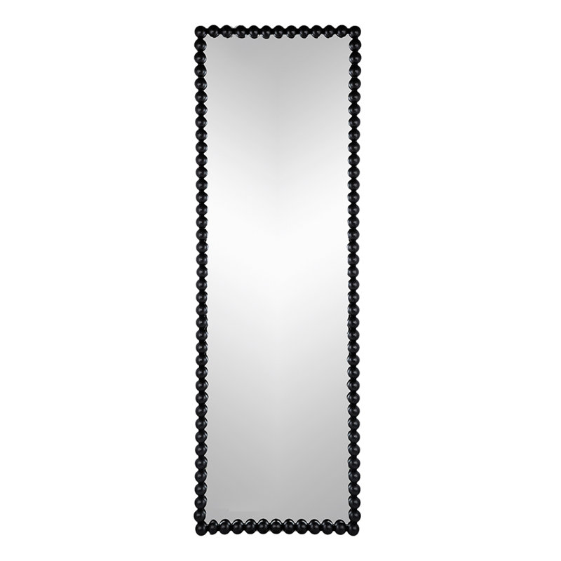 Full Length Mirror With Metal Beaded Frame, Ideal For Bedroom And Living Room Decoration And Space Enhancement.