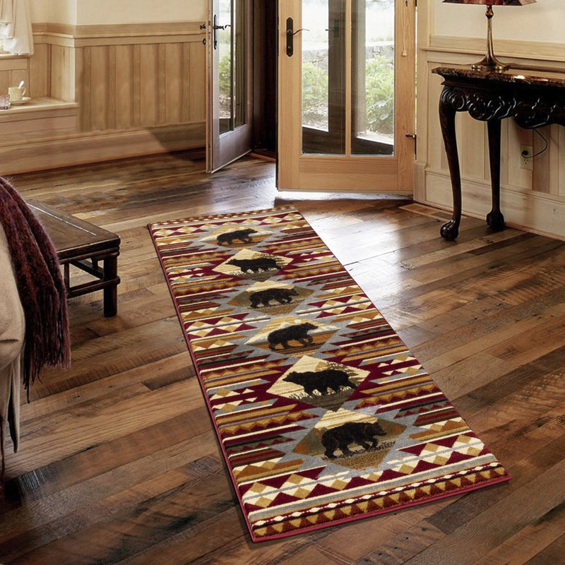 Lodge Area Carpet, 2 Ft. 7 In. X 3 In., Red Polypropylene, Cozy 2.58 Ft 7.25 Wonderful, Runner 2'8" x 7'6"