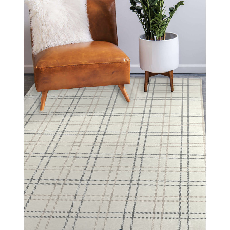 Gracie Oaks Mungovan Machine Woven Performance Ivory Rug | Wayfair