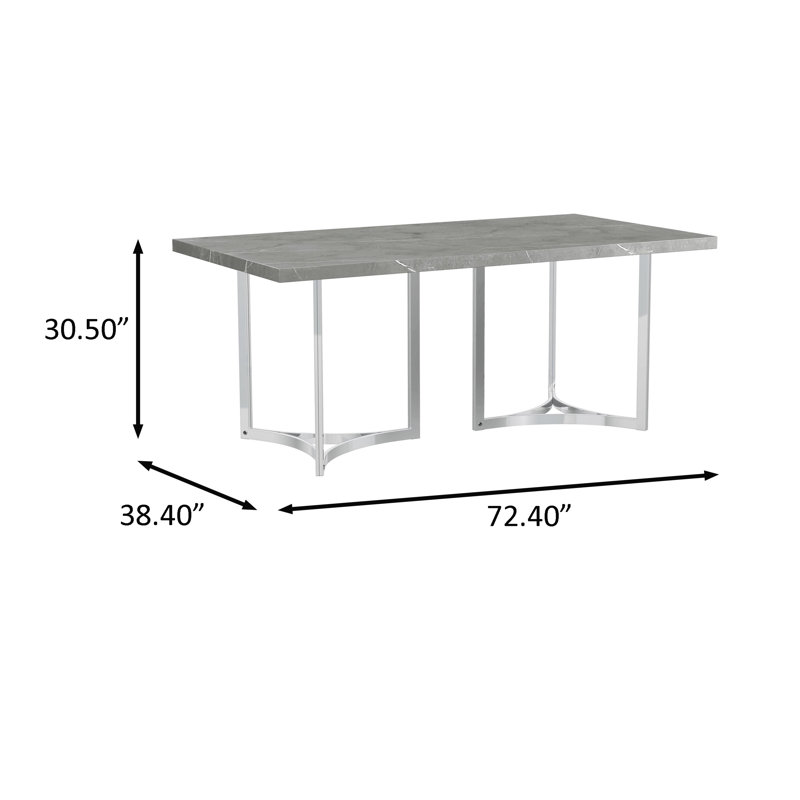 72.4" W Contemporary Dining Table, Grey