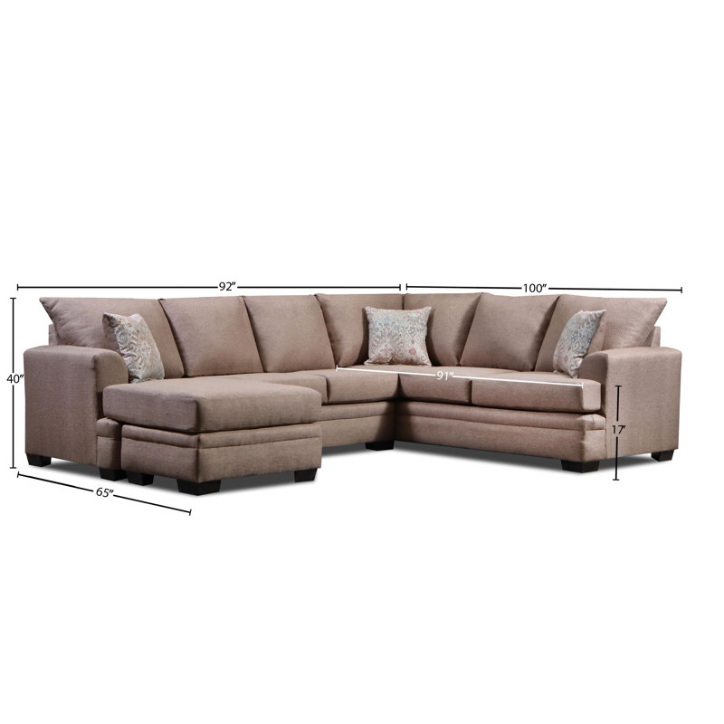 Symona Upholstered L-Shaped Sectional Right Hand Facing, Brown 100% Polyester
