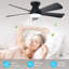 Ventilateur de plafond encastré moderne à profil bas Depuley avec lumières, pales en ABS, 42 pouces, télécommande et intensité variable, moteur à courant continu réversible, utilisation intérieure / extérieure - noir.-985259568-985259573-985259574