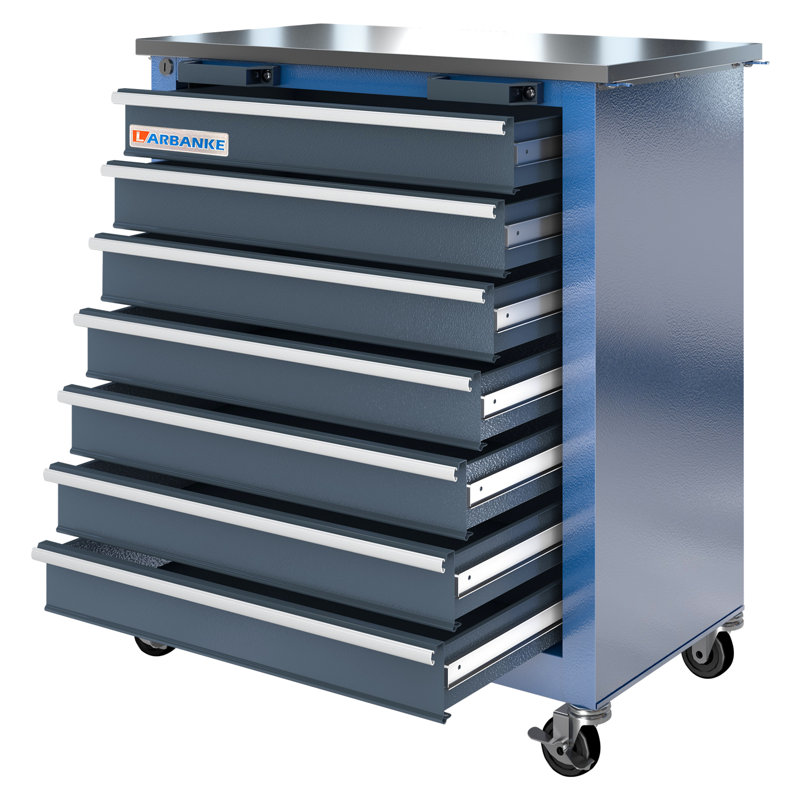 Coffre à outils à 7 tiroirs, coffre à outils roulant avec roulettes, patins et système de verrouillage, armoire à outils de rangement mobile