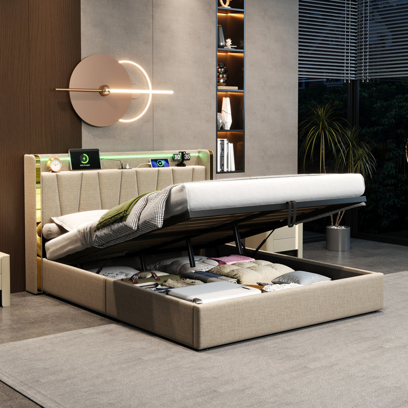 Upholstered Ottoman Storage Bed, Double (4'6)