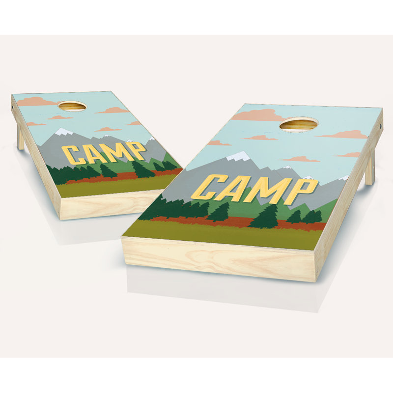 Ensemble de cornhole en bois massif 2 pi x 4 pi avec sacs, Rouge / Orange