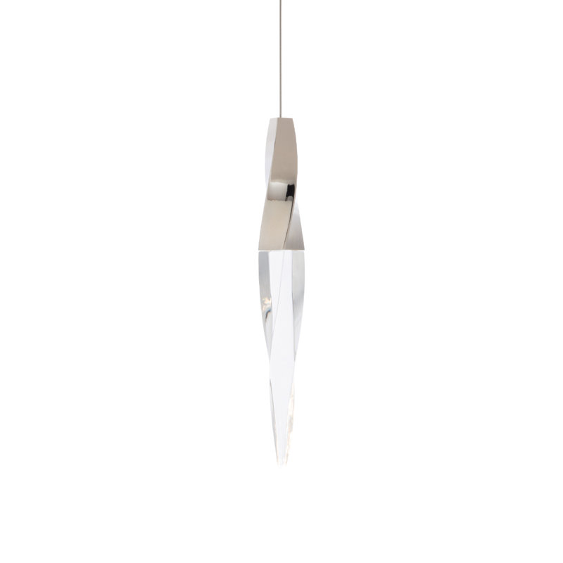Kindjal 1 - Light LED Unique/Statement Pendant, 14" H x 2.1" W x 2.1", Polished Nickel