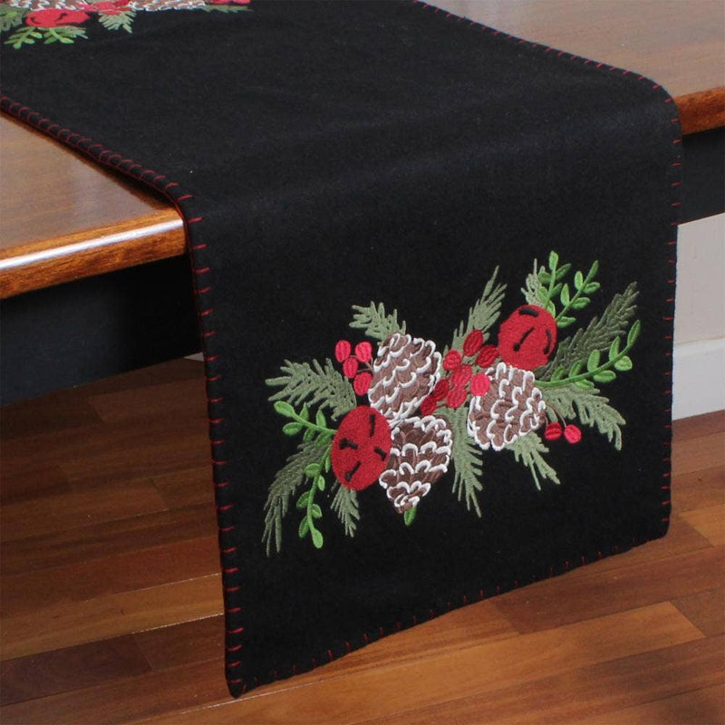 C Pinecones & Bells Table Runner