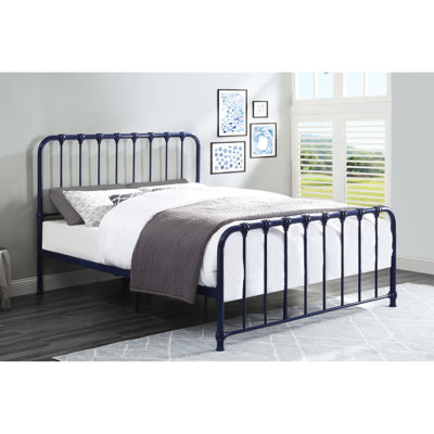 Structure de lit en métal double avec lit bleu Peaceful, taille gracieuse