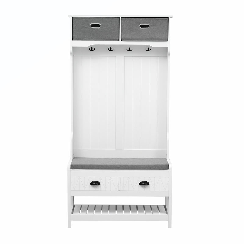 Versatile Hall Tree with Multiple Storage Options for Entryways, White