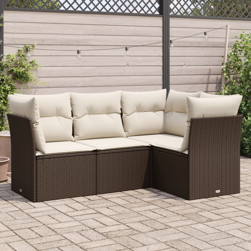  Garden Sofa Set Brown, Cream White
