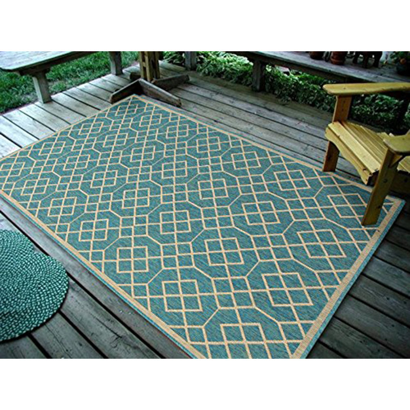 Tapis intérieur/extérieur bleu/beige blocks Boutte, Rectangulaire 4 pi 5 po x 7 pi