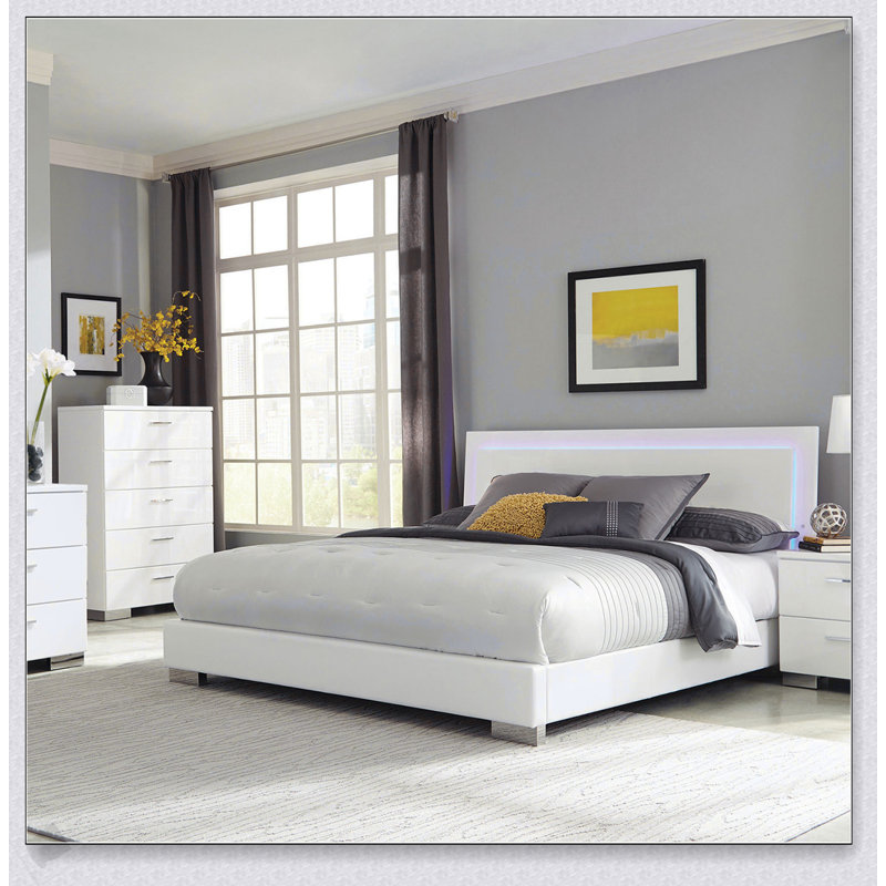 Commode 5 tiroirs Dulcey blanc ultrabrillant, design minimaliste moderne pour un rangement élégant dans la chambre à coucher