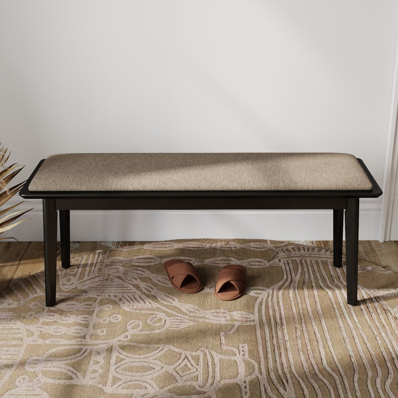 Banc rembourré en bois massif, H 20 po x l 46 po x P 14 po , Gruau, Noir
