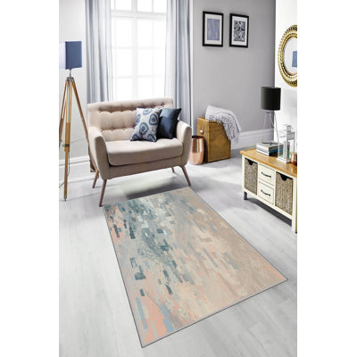 Stylish Woven Carpet (4.6 x 7.2 Feet), 100% Polyester, 0.4 in Pile Height | Antibacterial, Non-Slip Underside, Machine Washable | 3D Digital Print Design | Perfect for Living Room, Bedroom, & Dining Areas