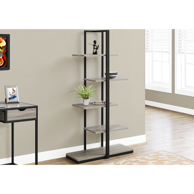 Contemporary 5 Tier Bookcase With Taupe Shelves For Office Use Modern In Small Apartments And Condos