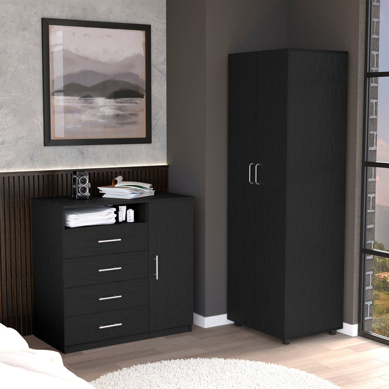 Bidrell 2 Piece Bedroom Set, Armoire + Drawer Dresser