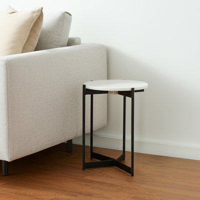Table de bout ronde 24 po en verre brun et blanc