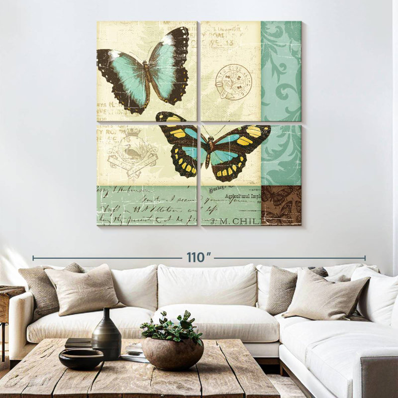 Patchwork de papillon Brampt, H 74 po x l 74 po
