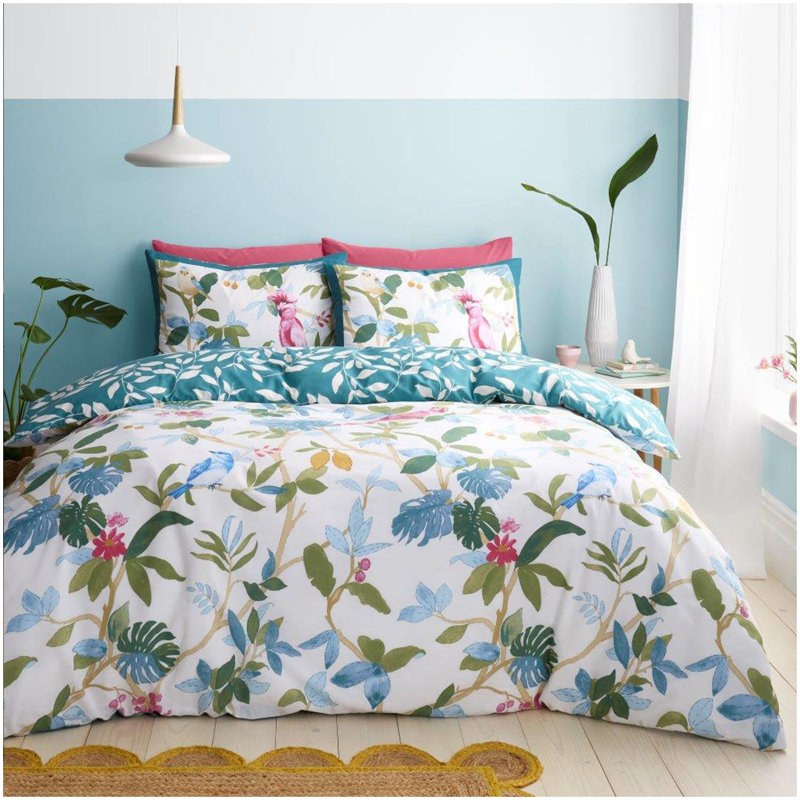 Botanical Floral Duvet Cover Set Polycotton Fabric with Matching Pillowcases, Sinlge Double King, Double