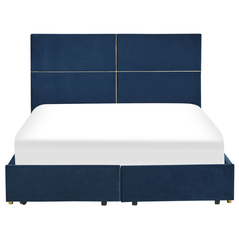 Okeden Upholstered Bed, European Kingsize (160 x 200cm), Blue