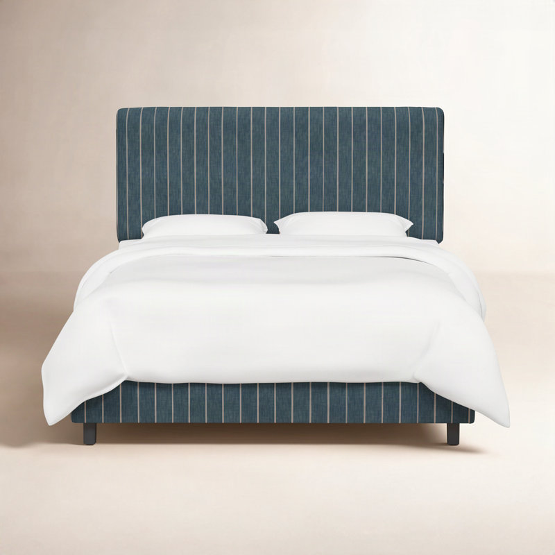 Eisley Cotton Upholstered Bed, Full, Sprint Stripe Grey