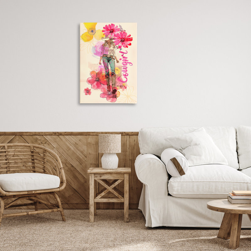 Art mural sur toile Fancy Floral Cowgirl par Andrea Haase, H 30 po x l 20 po