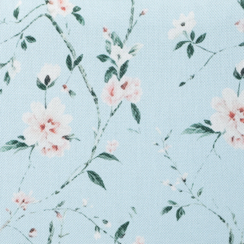 Chaise d'appoint rembourrée Colette avec roulettes, Chinoiserie bleu sarcelle clair et rose