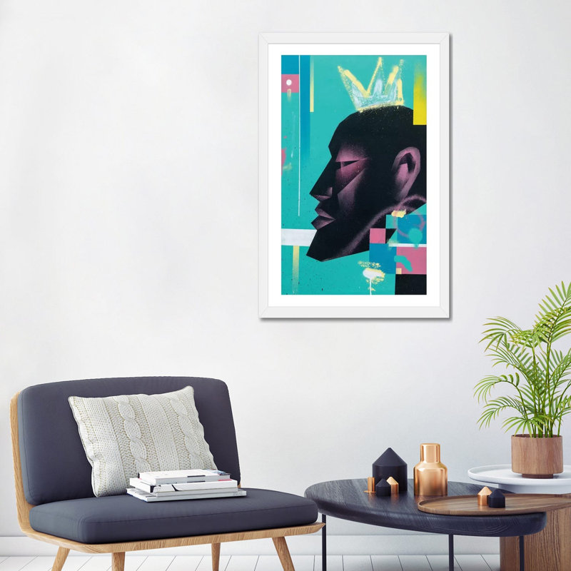 «King» par VCalvento - impression d'art graphique, Papier encadré blanc, H 32 po x l 24 po x P 1 po, Blanc
