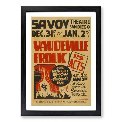 Vintage WPA Vaudeville Frolic Framed Vintage Advertisement - Framed Print