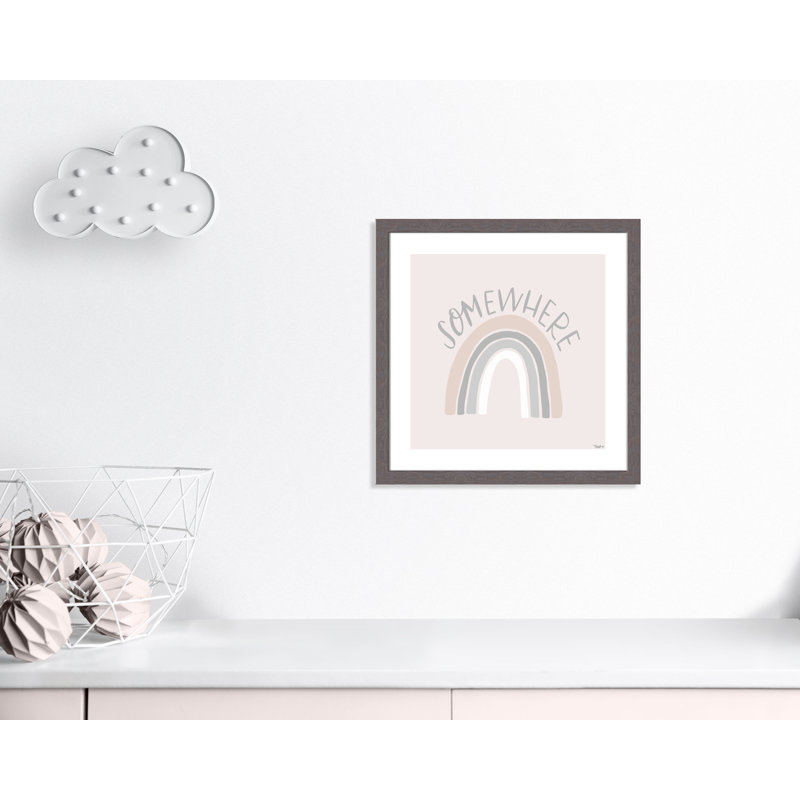 Décoration murale pour enfants quelque part, H 22,5 po x l 22,5 po x P 0,63 po, Encadrement fil du bois gris