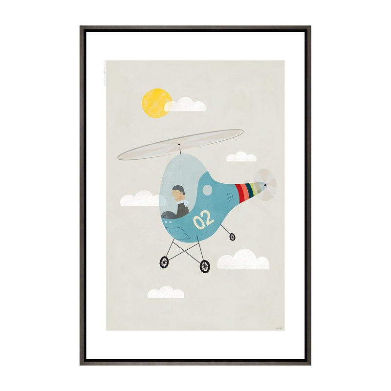 Heli - imprimé, Pas de tapis, H 60 po x l 40po x P 1,5 po, Toile avec cadre en bois gris