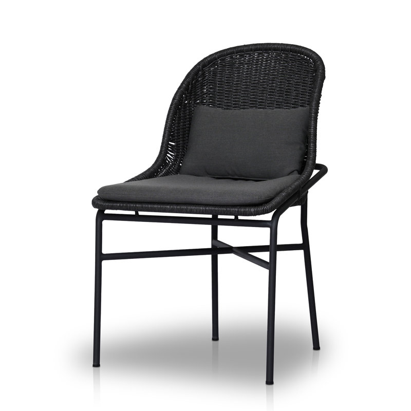 Jericho Outdoor Dining Side Chair, Gray, Black