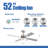 Kialah 52'' 4-Blades Ceiling Fan with LED Lights & Remote Quiet Motor