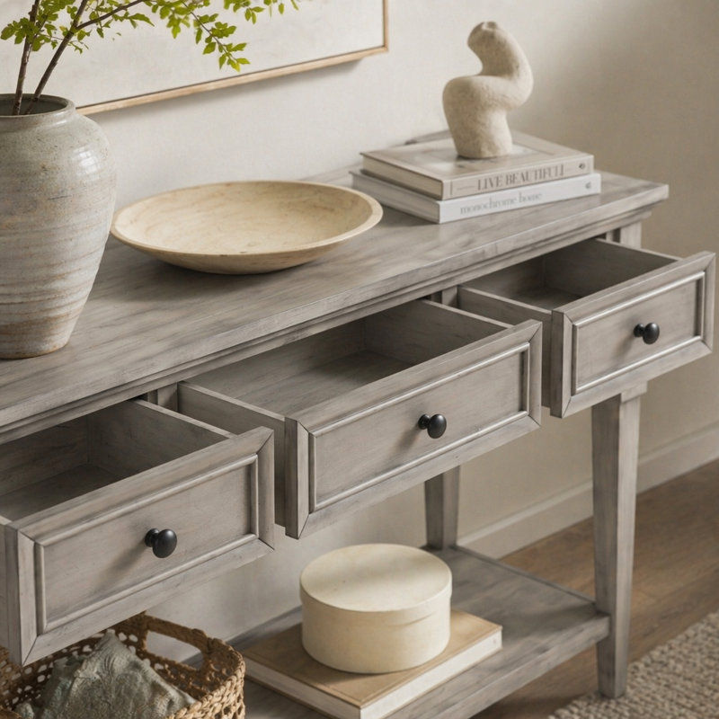 Console classique de style rétro, Gris / gris délavé, Gris, Gris délavé