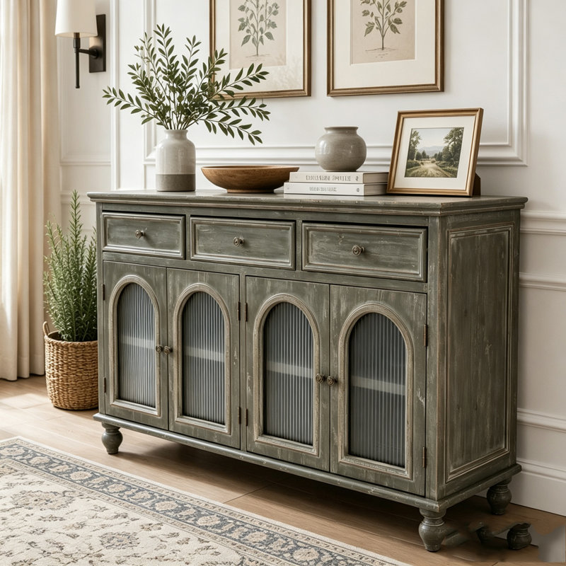 Buffet 59,06 "Farmhouse, Noir + gris