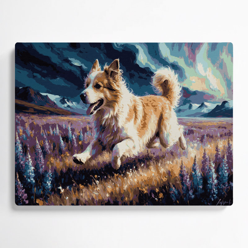 Dogs Icelandic Sheepdog Purple Metal Wall Art, 11" H x 14" W