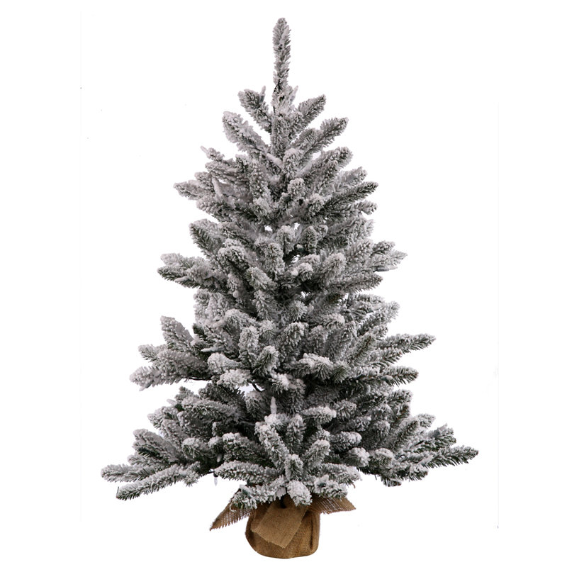 Arbre de Noël artificiel pin blanc et vert enneigé 3,5 pi avec base Anoka