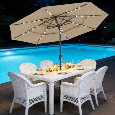 Parasol de cour arrière, parasol de table d'extérieur à 3 niveaux, parasol de patio extérieur (seulement parasol)
